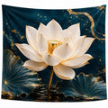 Tenture Murale Lotus Blanc Doré 150x130cm