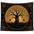 Tenture Murale Arbre de Vie Mystique Noir et Or