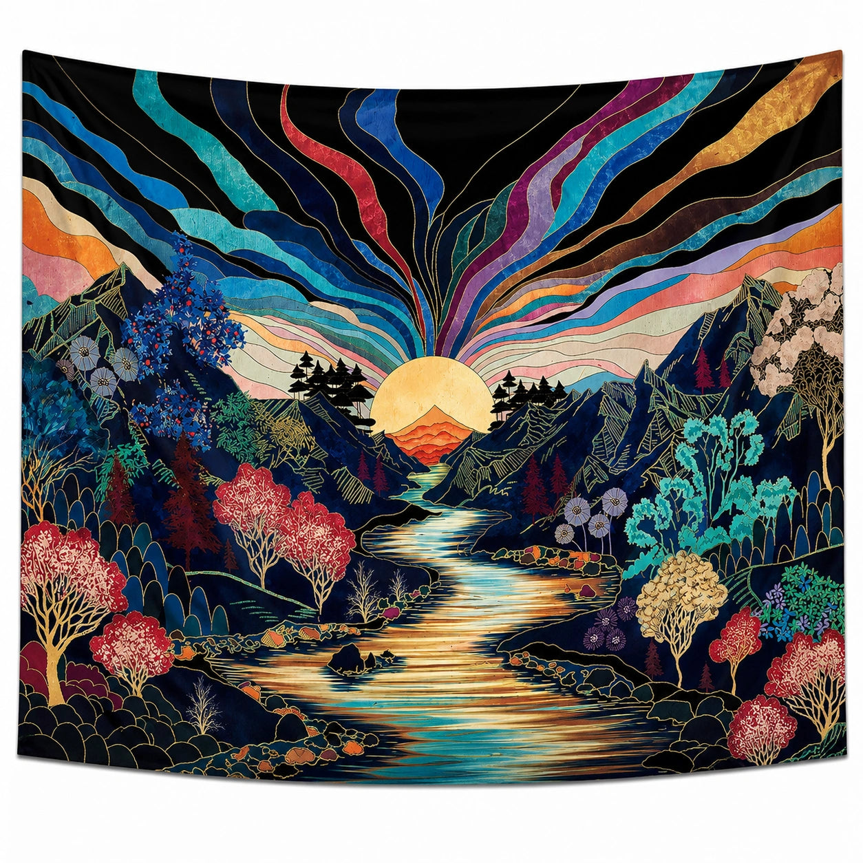 Tenture Murale Bohème Paysage Abstrait Multicolore 150x200cm