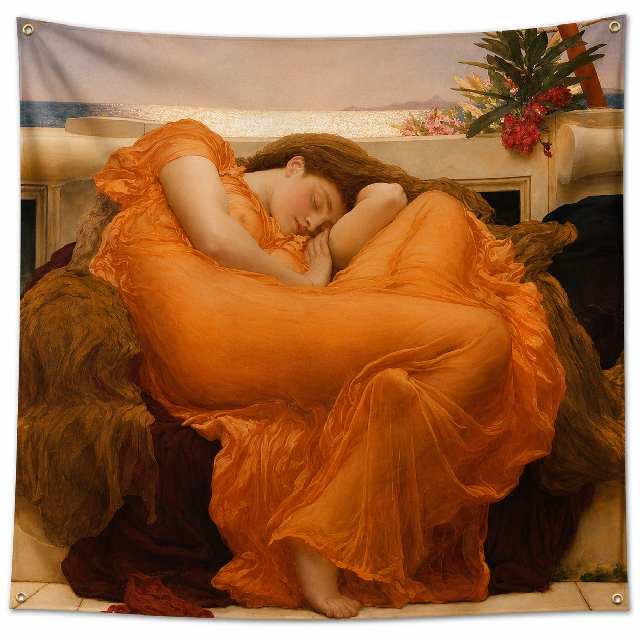 Tapisserie Murale Femme Art Déco Orange 150x150