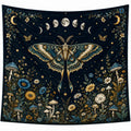 Tenture Murale Bohème Papillon et Fleurs avec Phases de Lune 150x130cm
