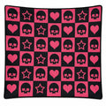 Plaid décoratif motif crâne étoile cœur noir et rose