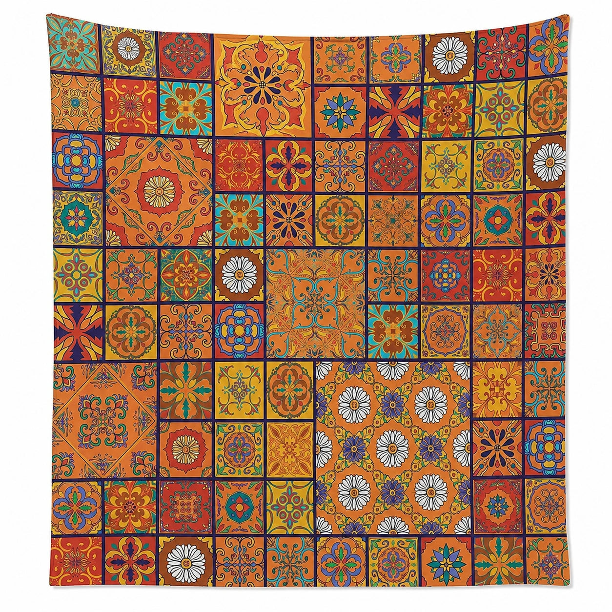 Tenture Murale Multicolore Motif Bohème Mandala 150x150 cm