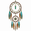 Attrape-rêves avec perles turquoise et plumes