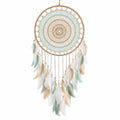 Attrape-rêves boho avec plumes beige et vert