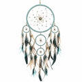 Attrape-rêves turquoise avec plumes pour décoration murale
