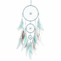 Attrape-rêves avec plumes turquoise et blanches
