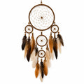 Attrape-rêves en plumes naturelles marron et beige