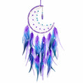 Attrape-rêves croissant de lune plumes violettes et turquoise