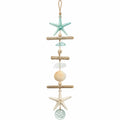 Suspension murale étoile de mer et coquillage en bois flotté - Bleu et Beige