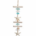 Suspension murale nautique avec étoiles de mer et verre en bois