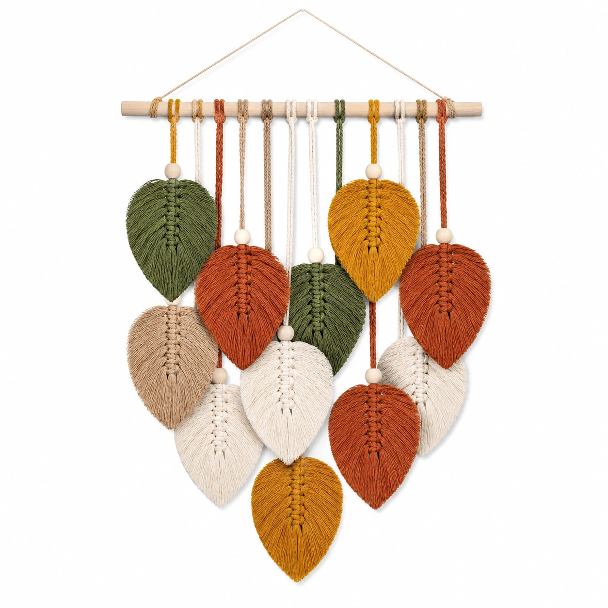 Décoration Murale Bohème en Feuilles de Macramé avec Tons Naturels