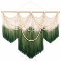 Décoration murale en macramé avec perles en bois vert