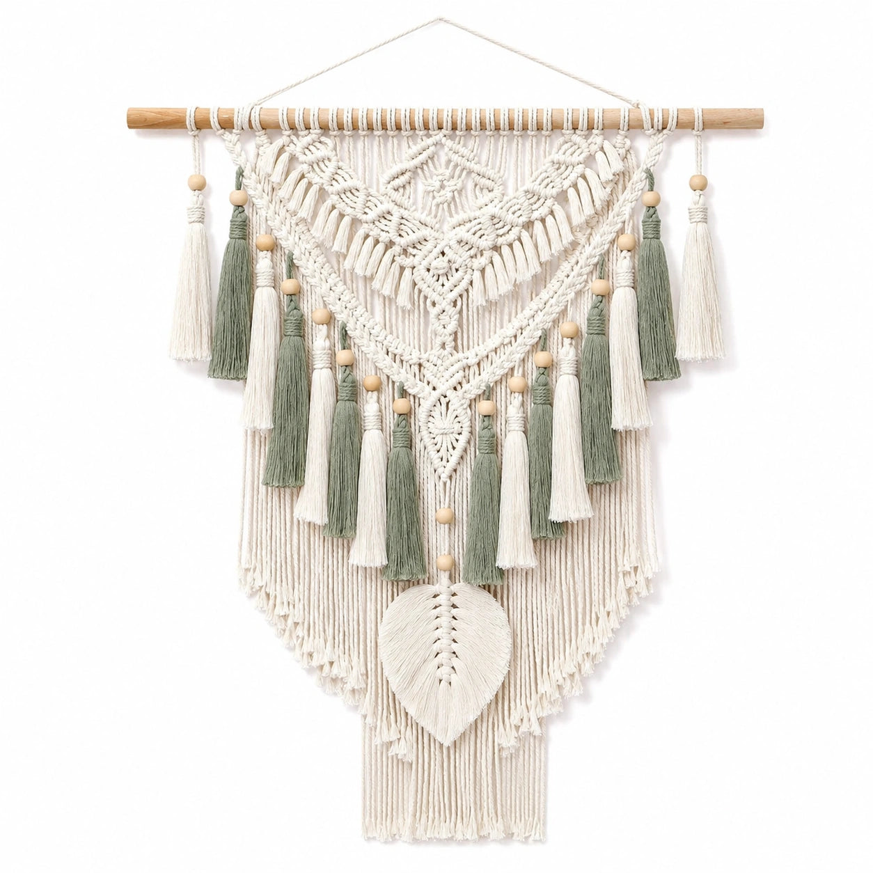 Tenture Murale Macramé Bohème Beige et Vert