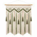 Tenture murale bohème macramé vert et crème