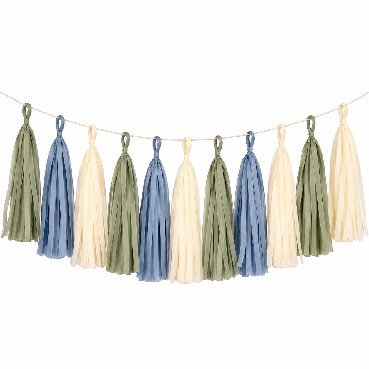 Guirlande de Pompons en Papier Bleu Crème Vert