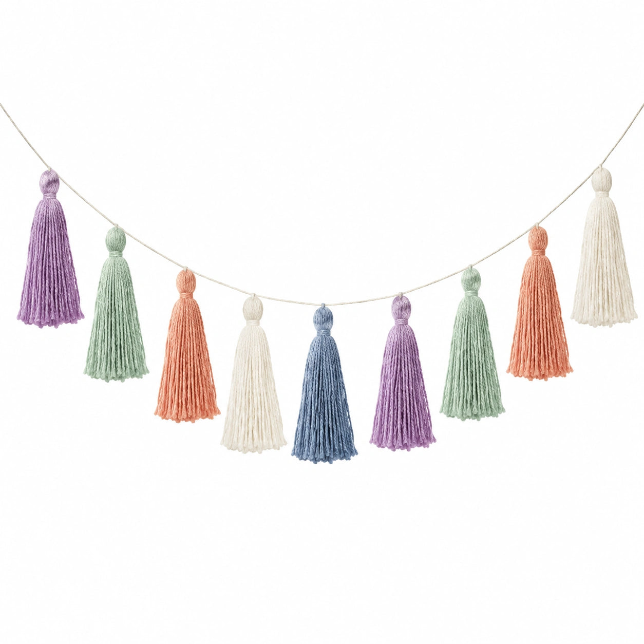 Guirlande décorative de pompons multicolores en textile