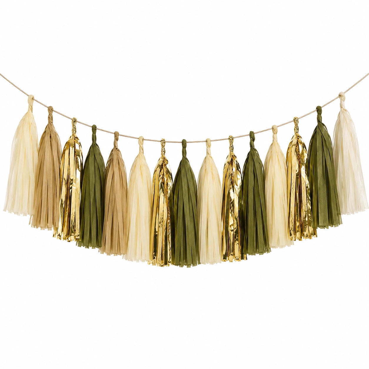 Guirlande de Pompons Festive Or/Vert/Beige