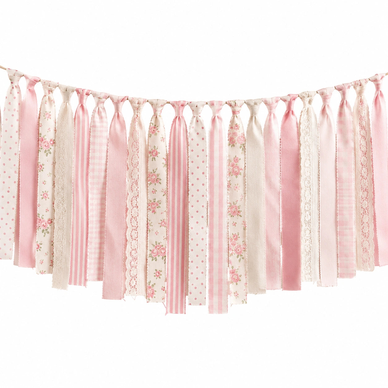 Guirlande Décorative en Tissu Vintage Rose et Crème