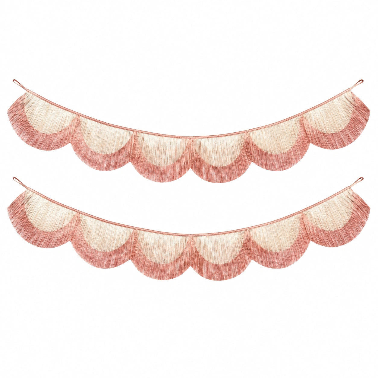 Guirlande décorative avec franges rose pâle et crème