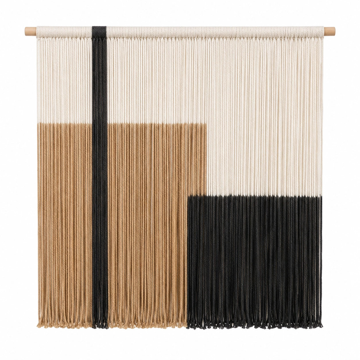 Décoration Murale en Macramé Beige/Noir/Blanc